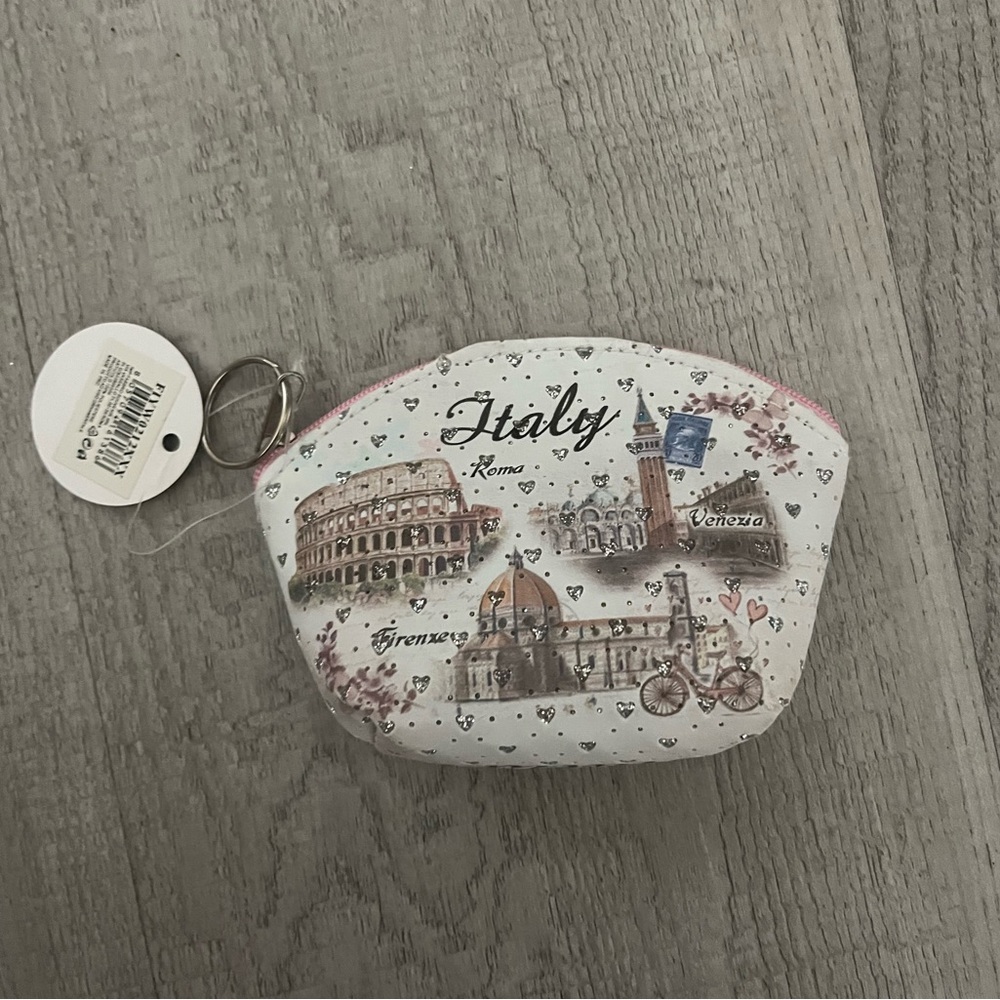 Italy Themed White Cosmetic Pouch